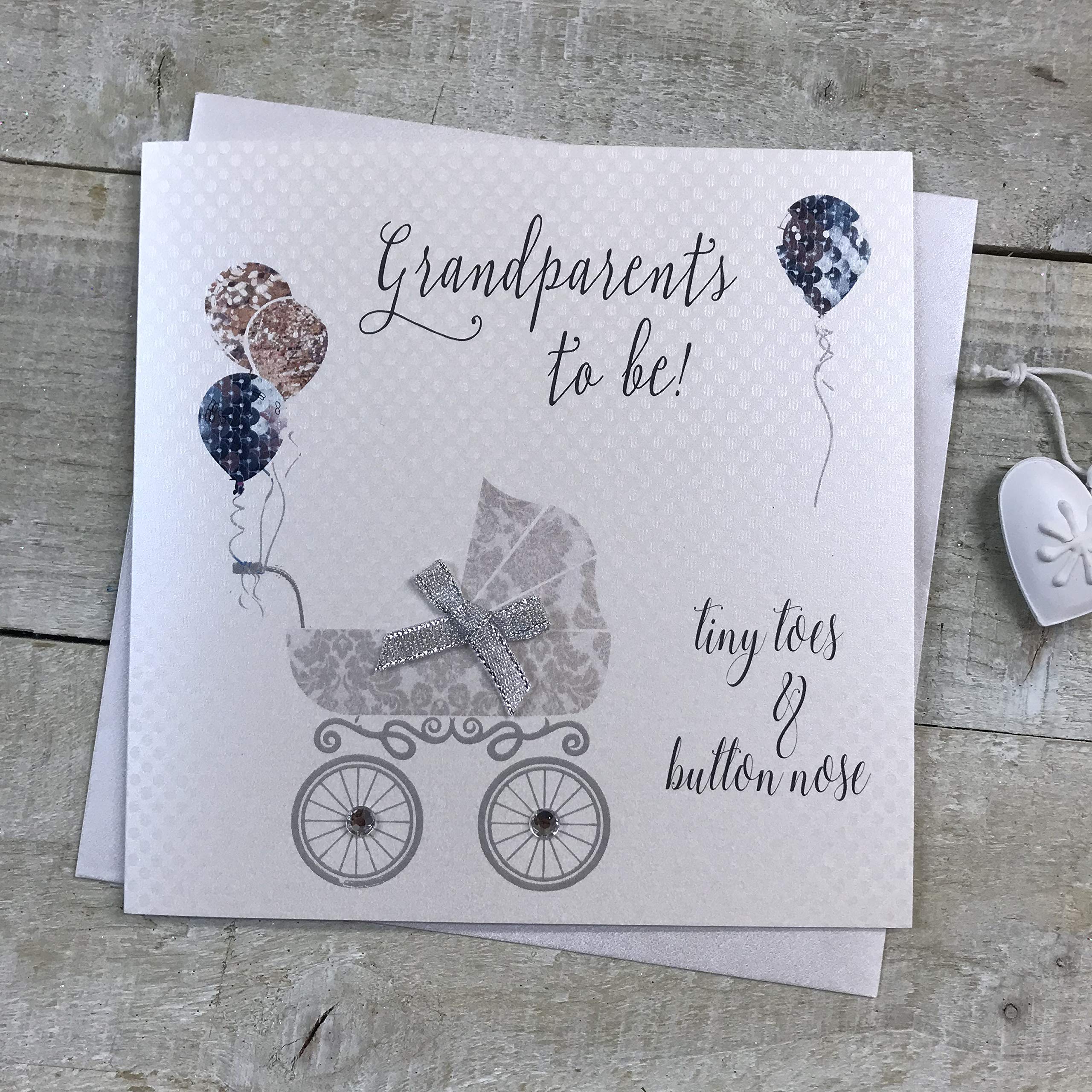 Grandparents to be Congratulations Handmade Baby Card by WHITE COTTON CARDS VN103,16cm x 16cm