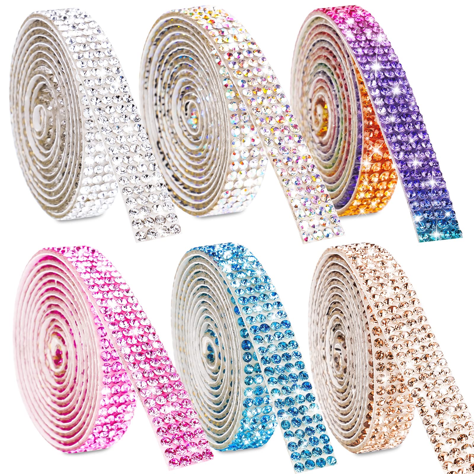 NiArt Self Adhesive Crystal Rhinestone Diamond Ribbon 6 Rolls, 0.9cm ...