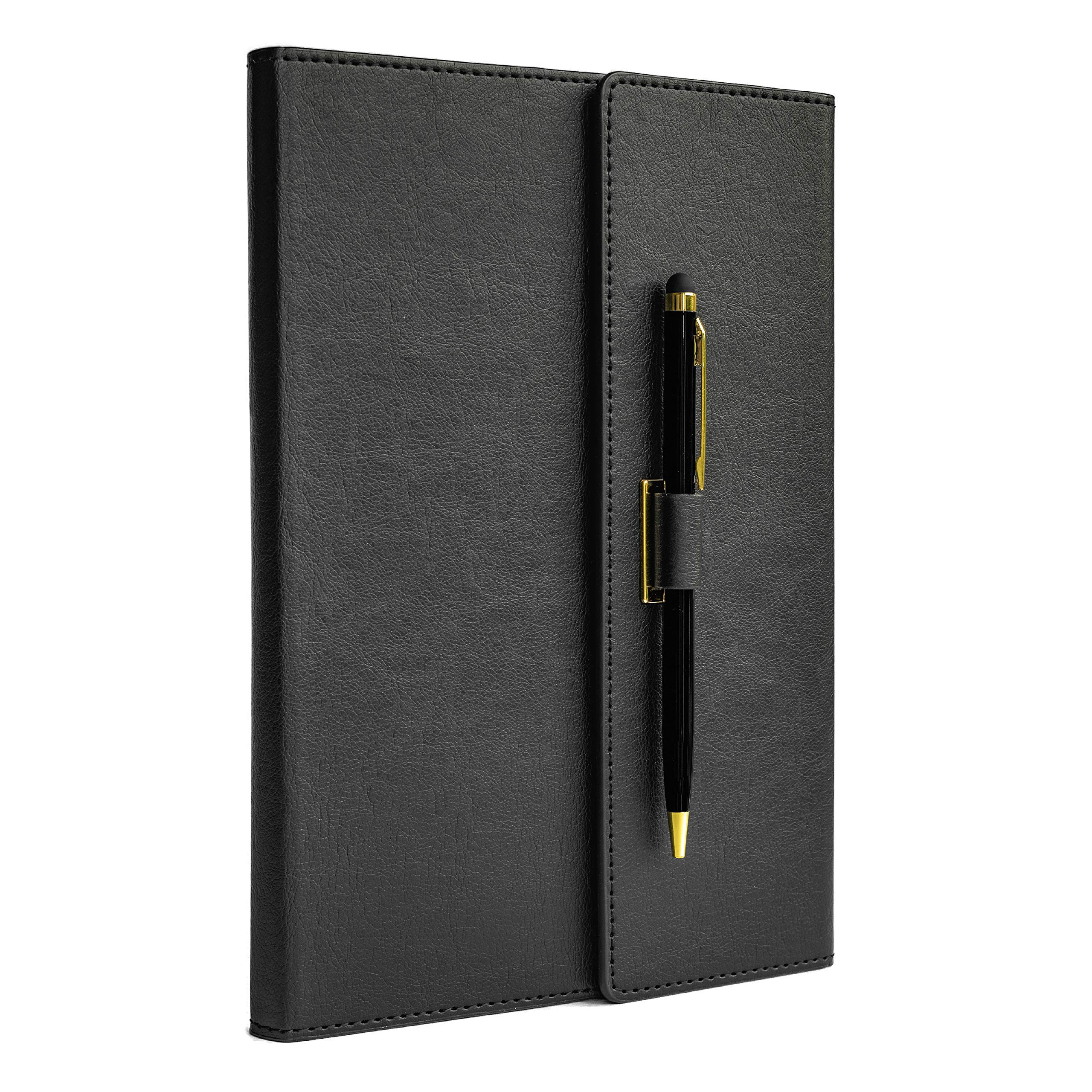 Black A5 Journals for women & Men | Notebook and pen set | Journal Notebook | Notebooks for women | Faux Leather notebook | Notebook and pen gift sets | Leather bound notebook |Premium lined pages — image 1