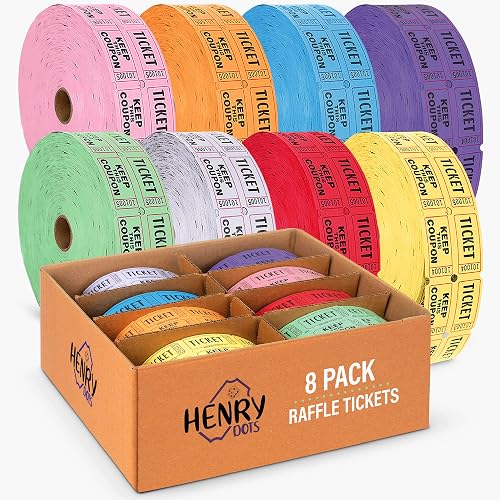 Chinese Raffle Tickets Box 50/50 Raffle Tickets Double Roll - Bulk Box of 8 Colors - 2000 Ticket ...