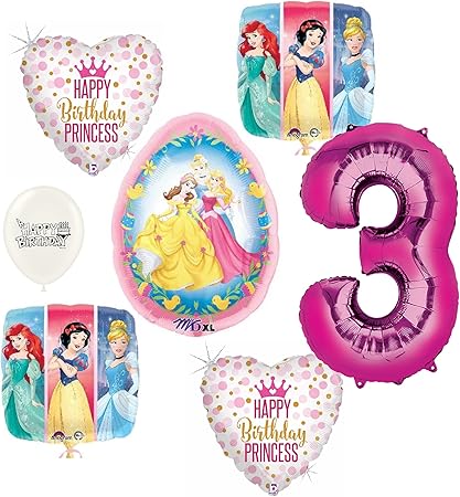 Amazon Com Disney Princess Happy 3rd Birthday Party Balloons