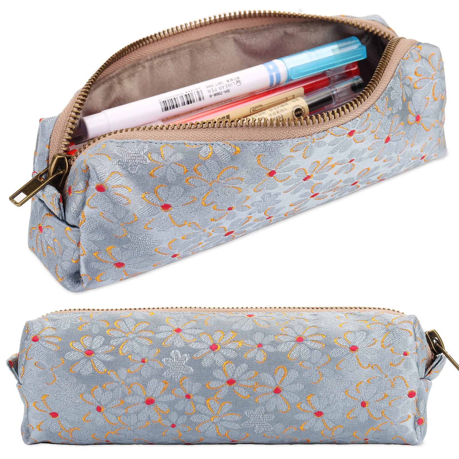 Photo 1 of ***3 INCLUDED*** Embroidered Small pencil case, pencil pouch,Portable Pencil Bag,Cosmetic Bag Coin Pouch,Office Stationery Organizer, woman,Adult (wathet)***3 INCLUDED***