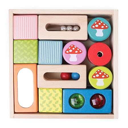 Kledio Kinder Entdecker- und Fantasie-Bausteine aus Holz - 12-teilig