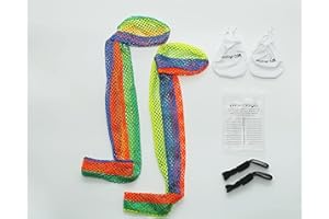 speevers Training Sock Poi Set for Beginners and Professionals, Non Stretch Super Soft Net 5 Colors Available, LED Juggling Ball Props (Orange Green Yellow Blue)