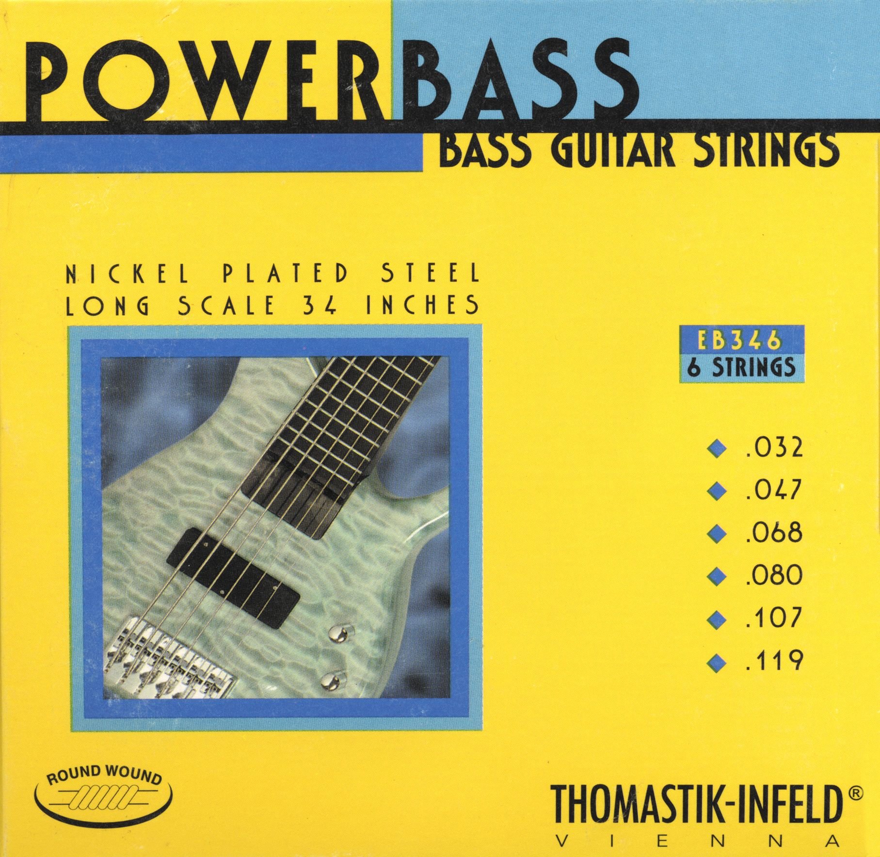 Thomastik Saiten für E-Bass Power Bass Magnecore Round Wound Hexcore Satz EB346 6-string roundwound long scale 34"