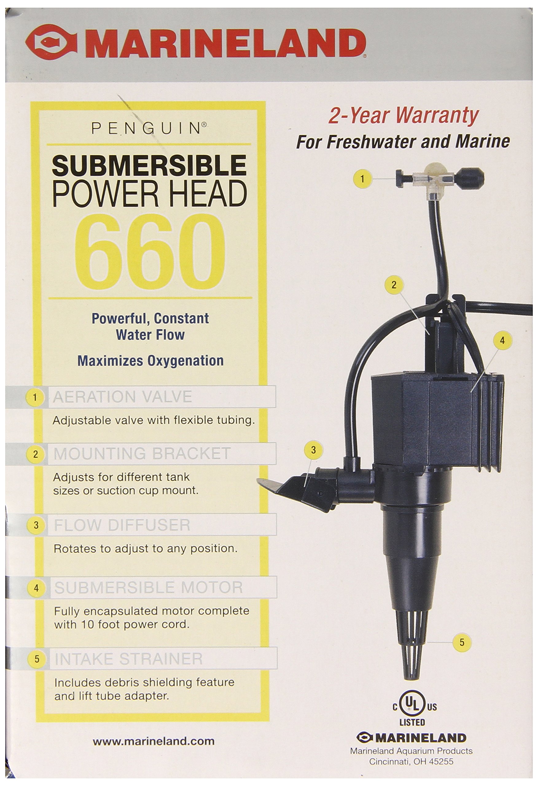 Marineland PH0660 Penguin Submersible Power Head Pump 660, 170GPH