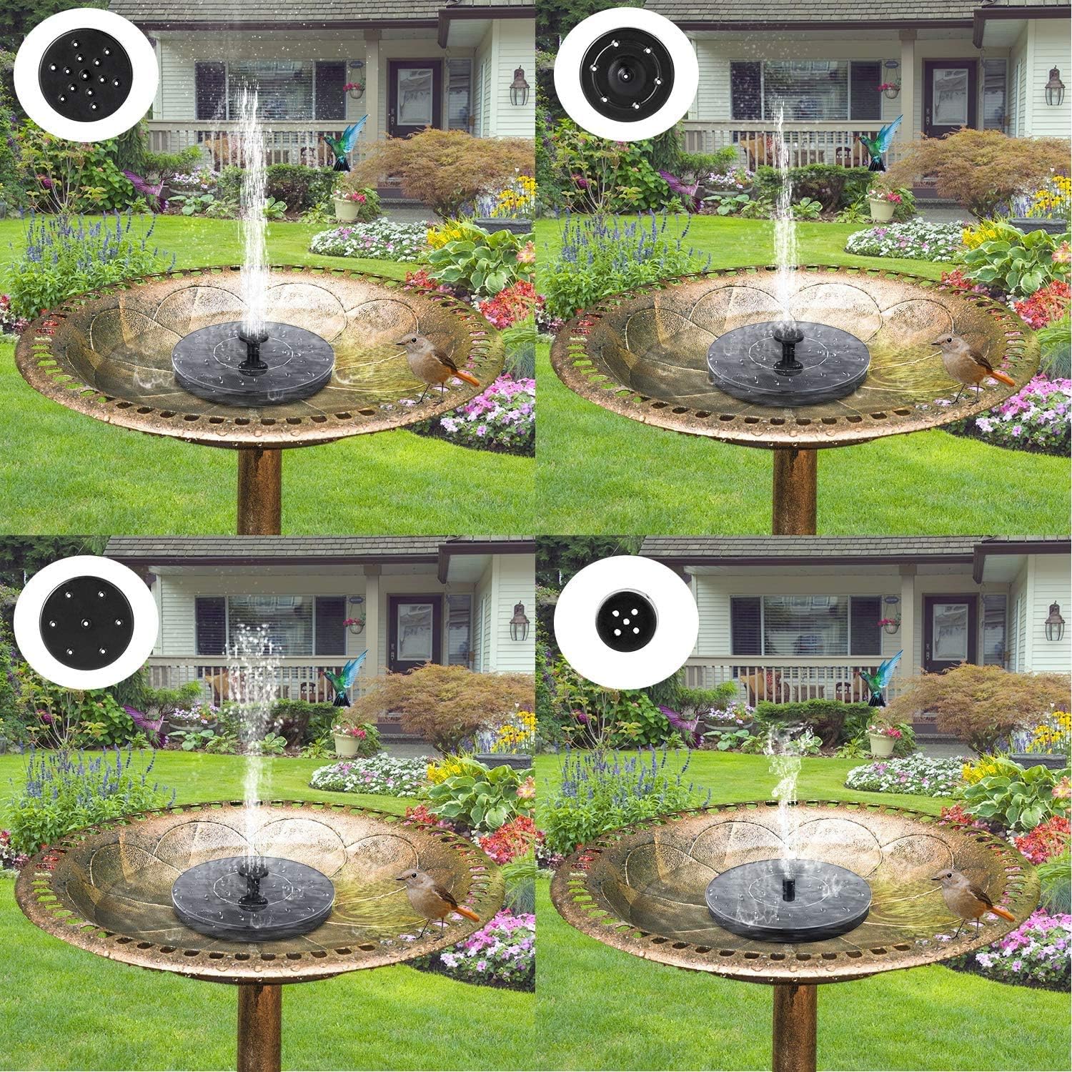 Yooumoga Solar Bird Bath Fountain Pump with 4 Nozzle, Free Standing Floating Solar Powered Water for Bird Bath, Garden, Pond, Pool, Outdoor : Garden & Outdoor