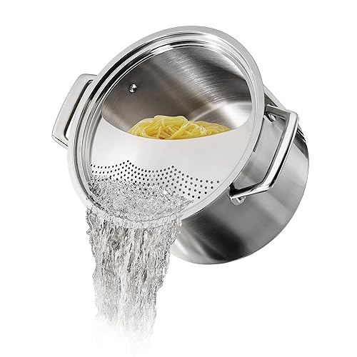 Tramontina Lock Drain Stainless Steel 8-Quart Pasta Pot with Lid