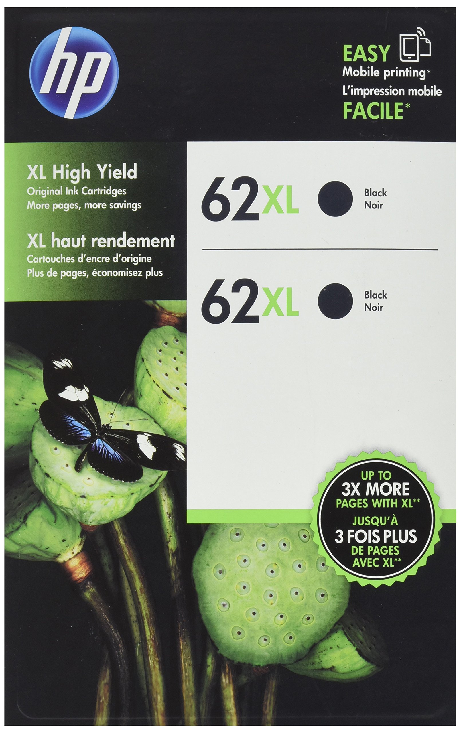 HP 62XL Black Ink Cartridge - C2P05AE TWIN PACK