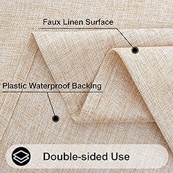 smiry Rectangle Faux Linen Table Cloth, Waterproof