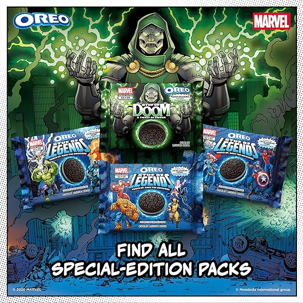 MARVEL OREO STUF OF DOOM CHOCOLATE SANDWICH COOKIES, SPECIAL EDITION, 10.68 OZ