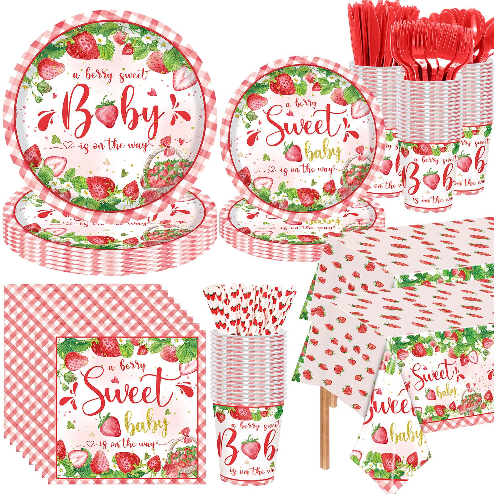 Funnymoom 452 Pcs Strawberry Baby Shower Decorations Party Supplies ...