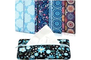 SHERR 5 Pieces Tissues Purse Pocket Tissue Holder Reusable Travel Pouch Fabric Zipper Enclosed Small Size Flower Pattern Holder for Purse Coins for Christmas, 5.25 x 3 Inches (Floral Style)