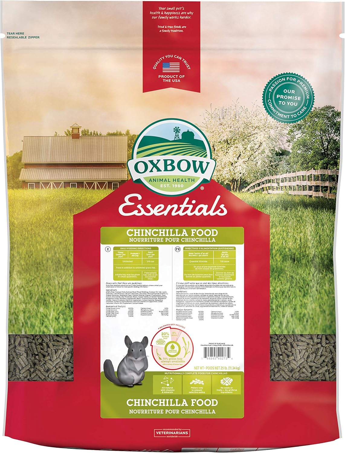 Oxbow Animal Health Essentials Deluxe Chinchilla Food, 25Pound Amazon