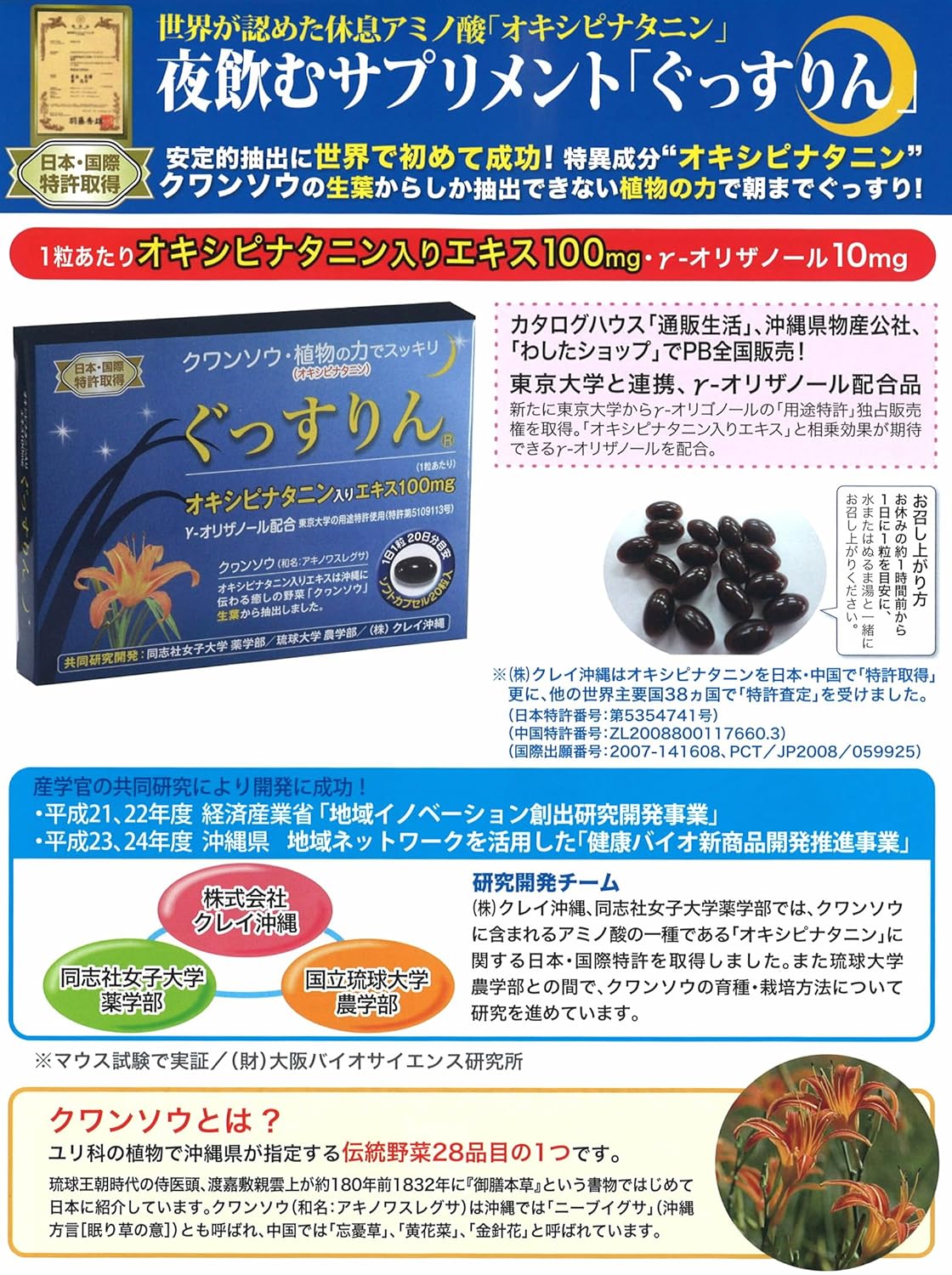 B0777n9lf8 ｘ４箱 クレイ沖縄 ぐっすりん オキシピナタニン入り粒 栄養補助食品 春夏新作