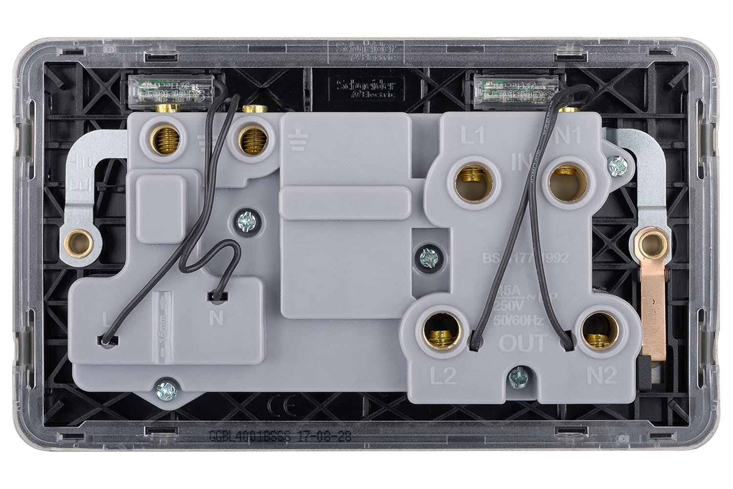 Schneider Electric Lisse Screwless Deco, Single Cooker Control Unit with Socket, Double Pole with Neon Indicator, 45A - Image 5
