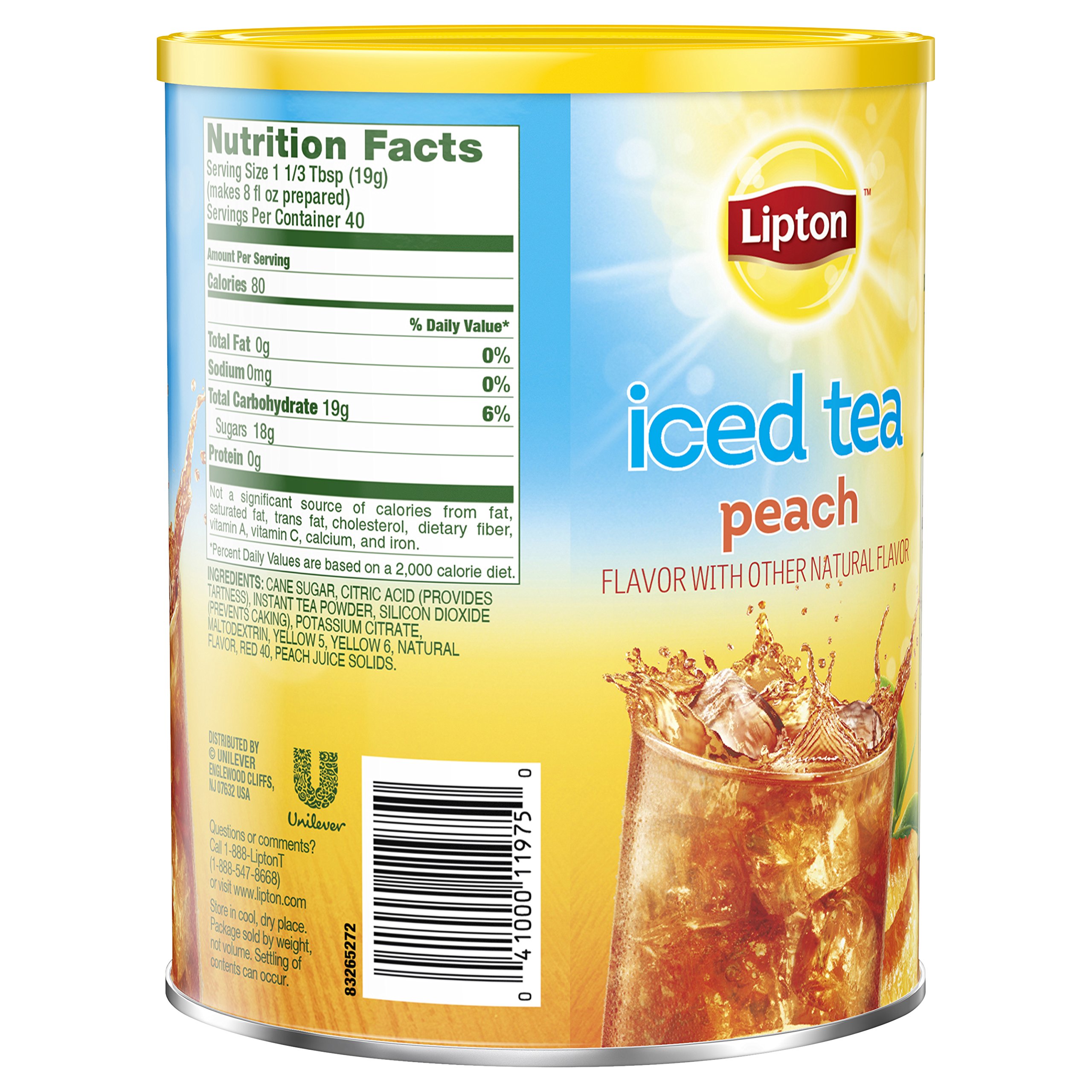 Lipton Iced Tea Mix, Peach, 10 qt (Pack of 6) eBay