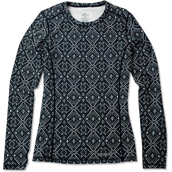 thumbnail image 2 of Hot Chillys Women's Micro-Elite Chamois Printed Zip-T Midweight Body Fit Base Layer, Horizon Bold Nordic, Medium 2 of 10