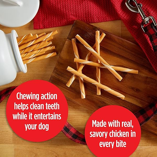 MILK-BONE EASY PEASY CHICKEN CHEESY FLAVOR TWISTS, RAWHIDE FREE DOG CHEWS, BAG OF 70