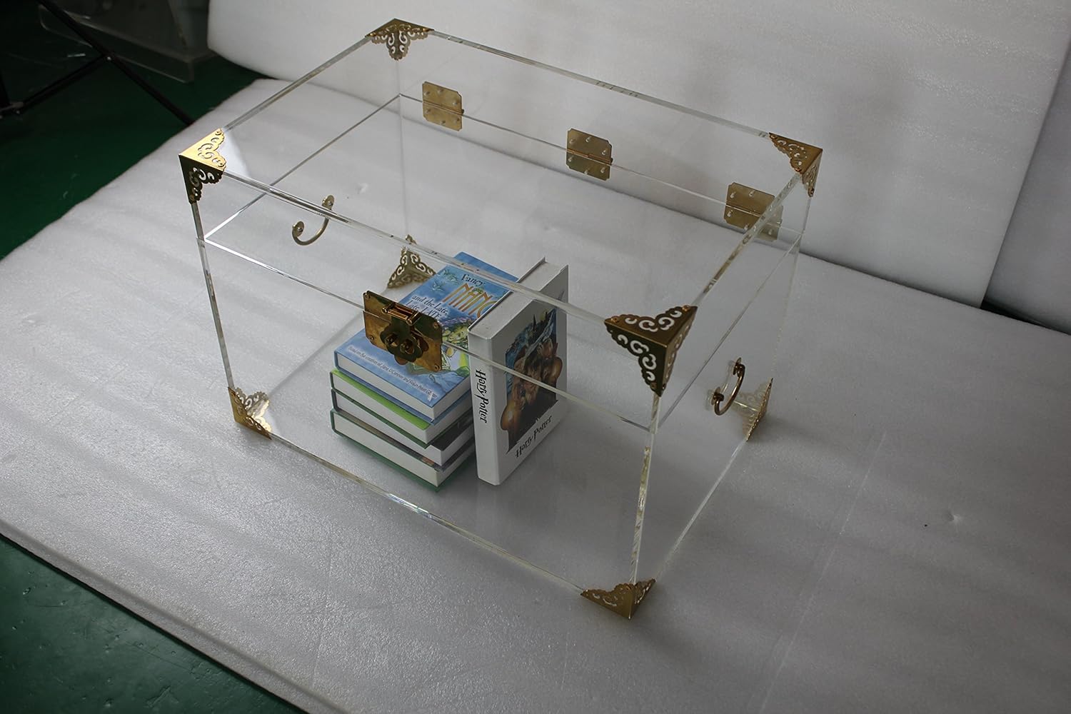 Clear Acrylic Clothings / Book Storage Chest,Lucite Trunk With Copper Metals: Home Improvement