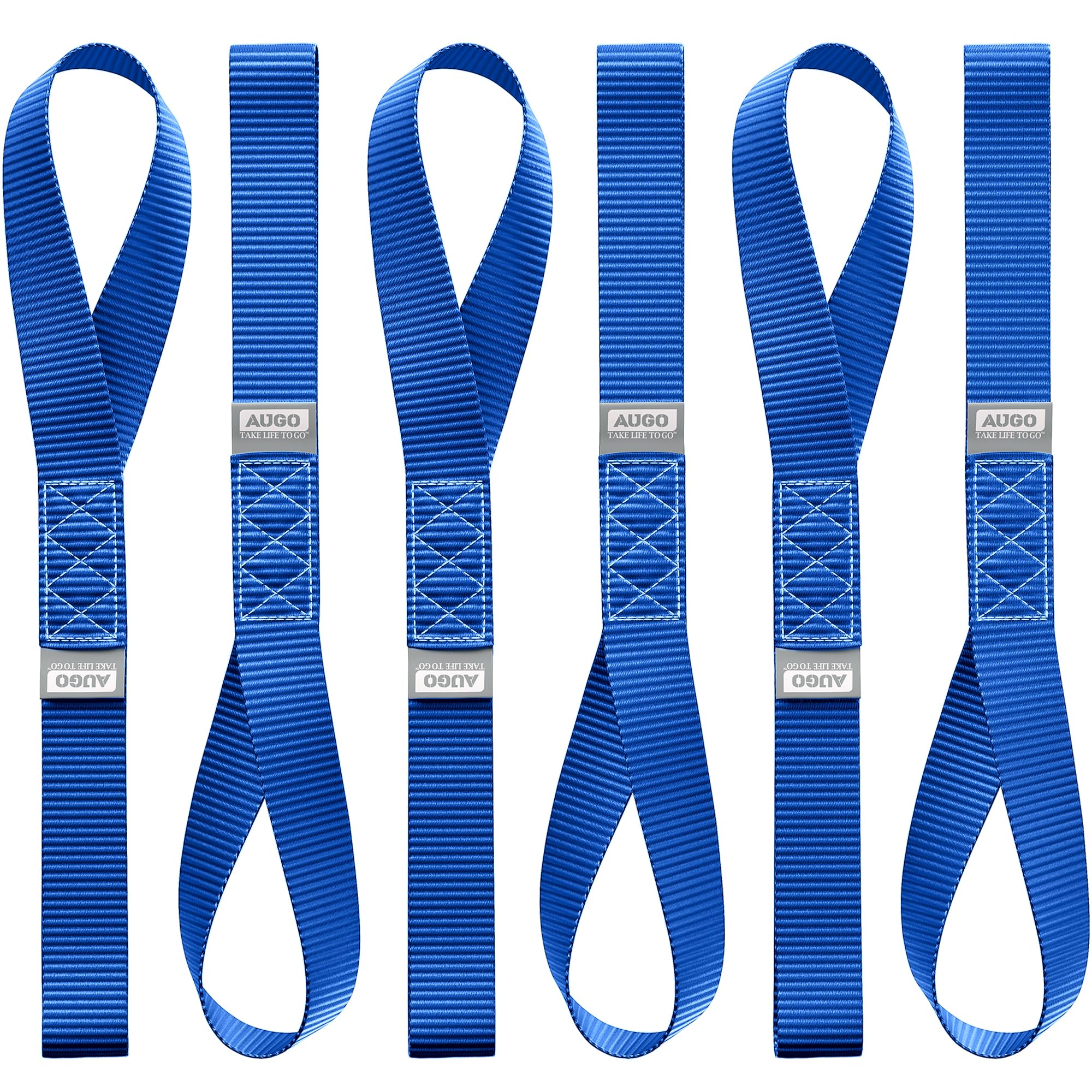 AUGO Heavy Duty Soft Loops โ Pack of 6-3.8 x 43 cm Tie Down Anchor Straps for Use w/Ratchet Strap Hooks โ 4500 KG Break Strength & 2250 KG Load Capacity โ Great for Motorcycle, Bike, Roof Rack, Etc.