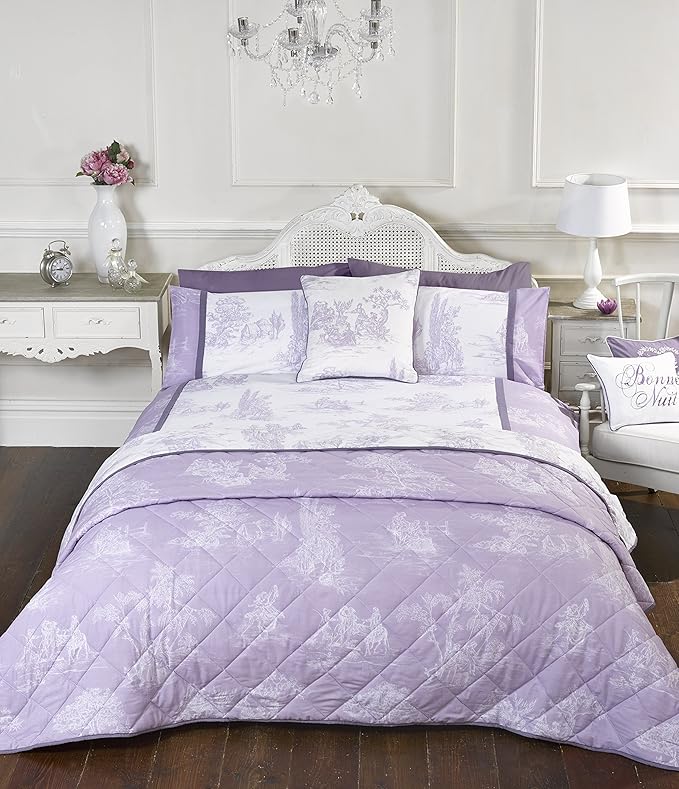 Rapport Vintage Style Lilac King Size Quilt Duvet Cover and Pillowcase