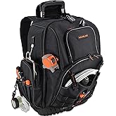 WELKINLAND 72Pockets Rolling Tool Backpack, Large Tool Bag with Wheels, Rolling Electrician Bag with Wheels for Men