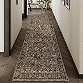 HUGEAR 2x8 Runner Rug Machine Washable Brown Hallway Area Rug Indoor Accent Rugs Floral Low Pile Carpet Soft Throw Rugs Bedroom Living Room Office Dining Kitchen Laundry Non Slip