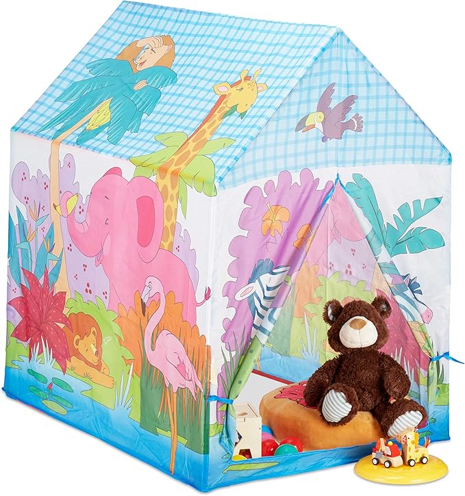 Relaxdays Jungle Animals Play Tent for Your Children’s Room, Outdoor, 3