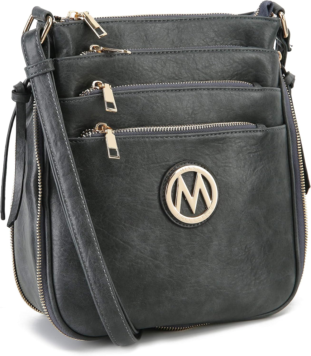 MKF Crossbody Bag for Women PU Leather Expandable Messenger Purse