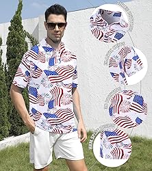 uideazone Mens American Flag Golf Shirts Athletic