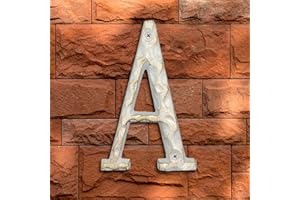 BETLIGHT 5 Inch High Home Address House Numbers- Unique Cast Iron Metal Mailbox Number/Letters for Outside or Front Door, Handmade Gold & White Finish (Letter A)