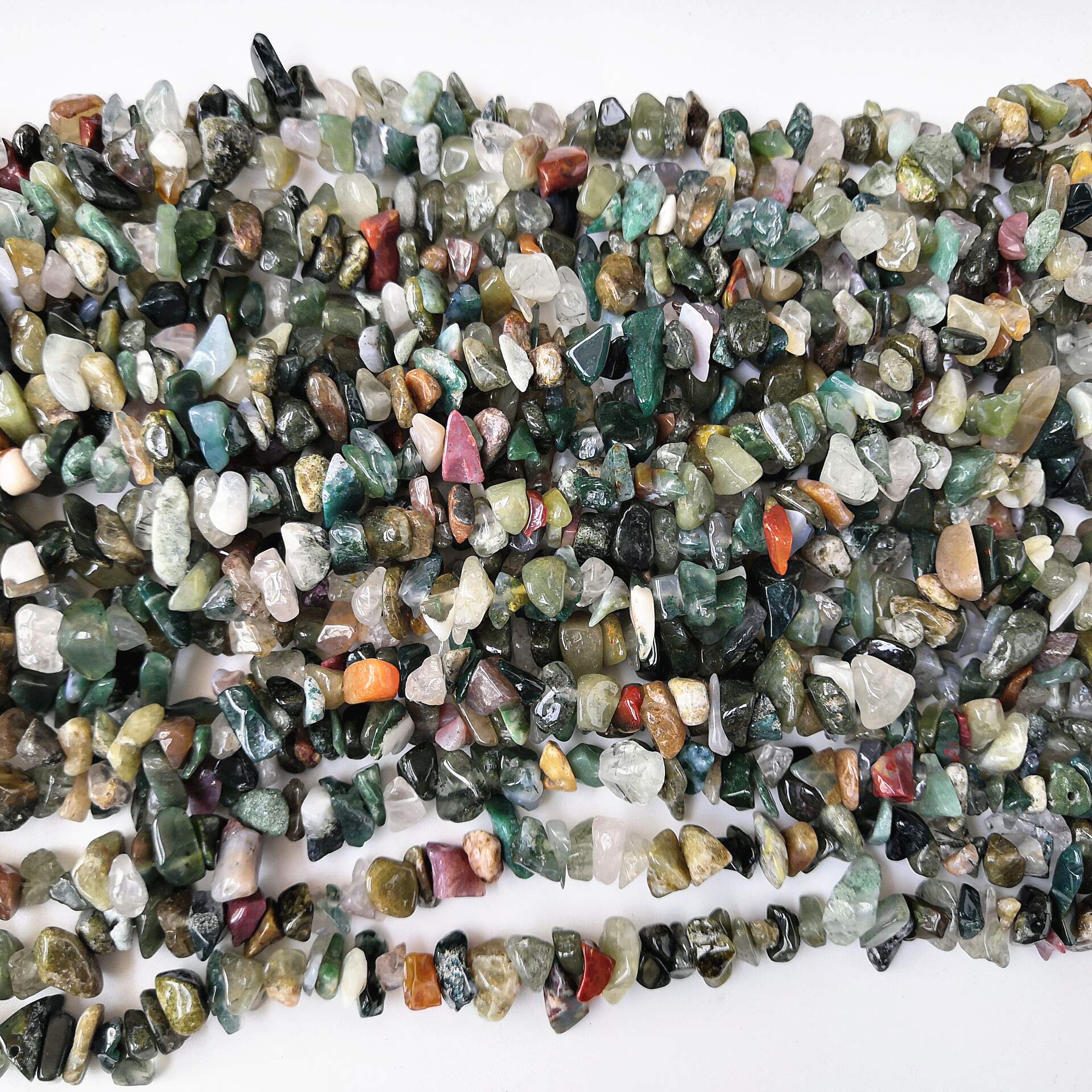 Lovionus89 150 CM Moss Agate Irregular Shaped Crystal and Healing Tumbled Chip Stone Beads for Jewelry Making Green — image 1