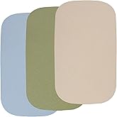Onacosht Muslin Bassinet Sheets 3 Pack, 100% Cotton Baby Sheet 35" X 20" Compatiable with AMKE 3 in 1 Bassinets, MiClassic, Uiuwoo, Foalom, YADAQE, Milliard and TCBunny Bassinet, Beige Green and Blue