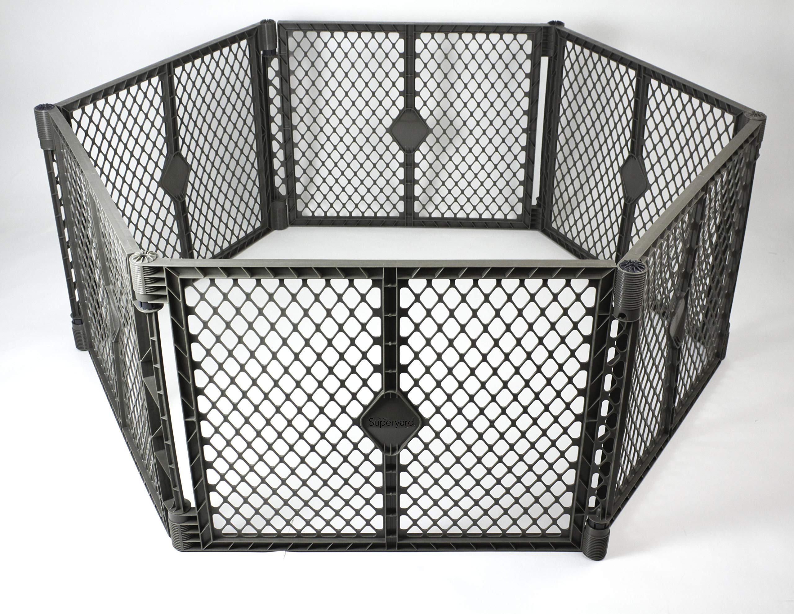 North States North States Superyard Indoor/Outdoor 6-Panel Play yard: Create a Large Adjustable Play Area or Optional Barrier. Freestanding. 18.5 sq.'. Enclosure (26" Tall, Fieldstone)