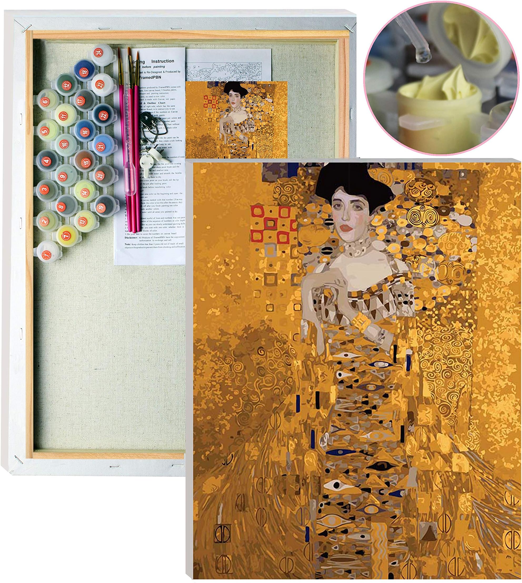 FramedPBN Paint by Numbers for Adults, Wood Frame 13.4" X17.3", Paint by Number Kits, Ader