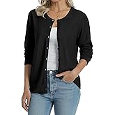 QUALFORT Women's 100% Cotton Lightweight Cardigans Long Sleeve Knitted Button Down Sweater