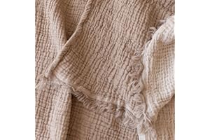 Viva Maison - Muslin Bedspread & Pillowcases Set of 3, Queen Size, Organic Turkish Cotton, Double-Sided Muslin Blanket with Fringe (Light Brown, Queen Size: 91 x 95 Set-3)