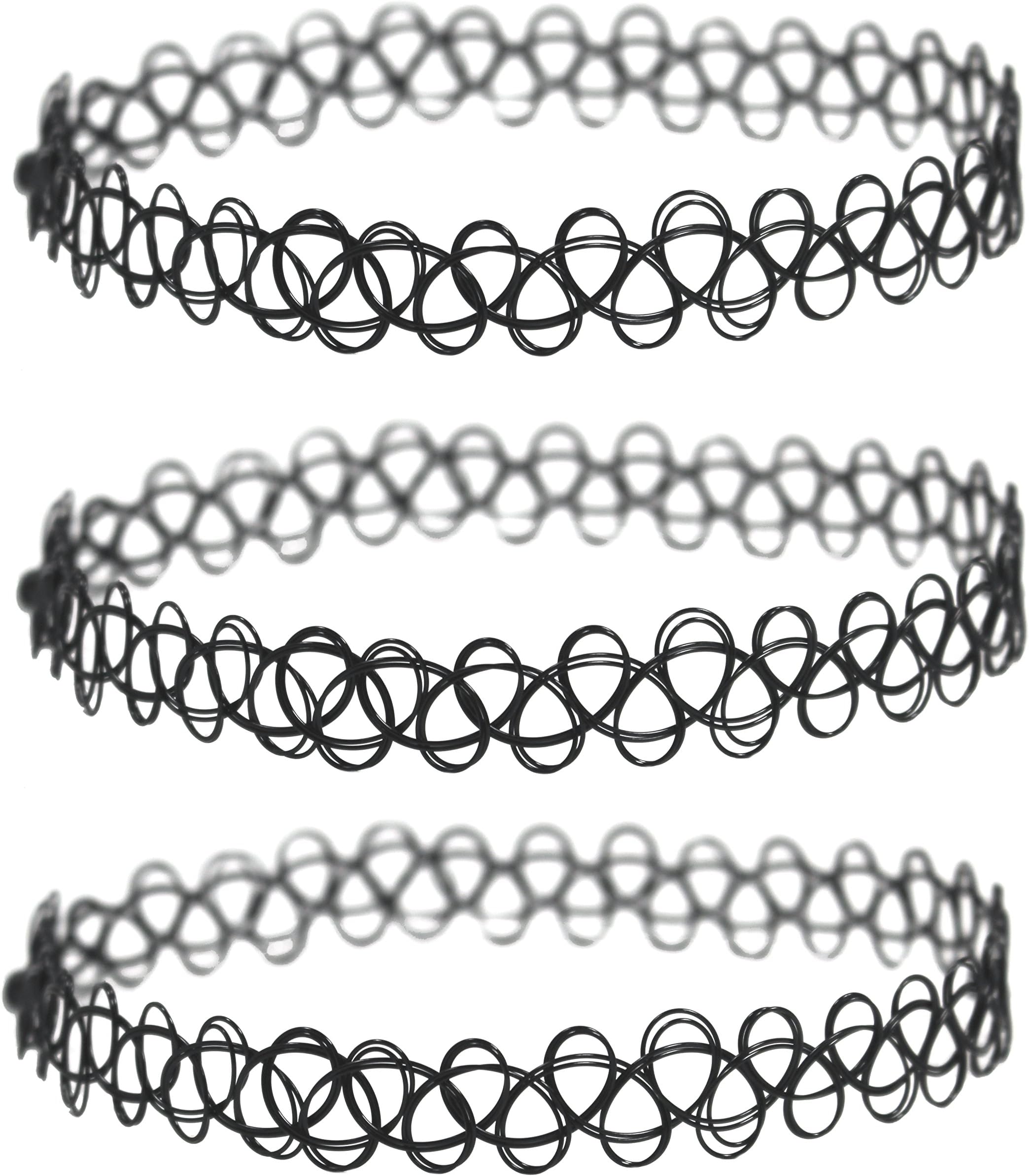 Crystal Ball Supply 3 Pieces Black Tattoo Choker Necklace Stretch Gothic Tattoo Henna Elastic Choker Necklace Set