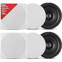 Pyle Ceiling Speakers - Stereo Home Theater Speakers - in Wall Speakers Flush Mount - 8-Inch White 250 Watt, 2-Way, Pair