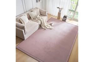ALEGTER Pink Coral Pile Carpet with Non-Slip Backing on Reverse Side of Floor mat Large Solid Color mat Suitable for Living Room Bedroom Yoga Mat Baby Crawling Mat,79 x 118