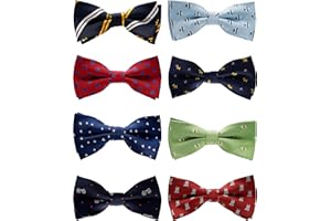BELLUNO Boys Bow Ties 8-Pack, Pre-tied Bow-Ties Adjustable for Kids, Children, Toddler BowTies