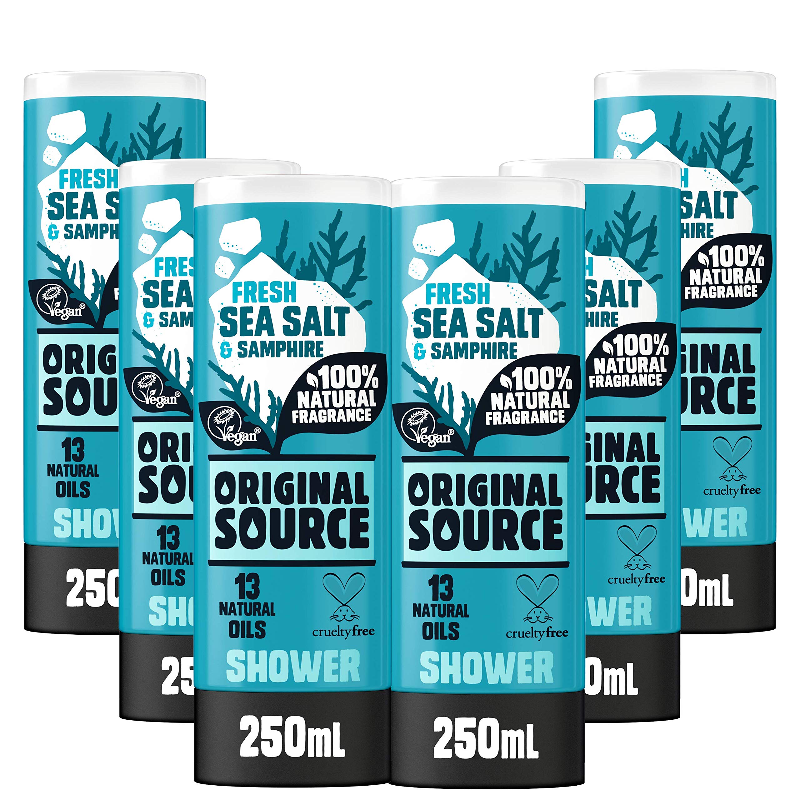 Original Source Sea Salt and Samphire Vegan Shower Gel, 100 Percent Natural Fragrance, Vegan, Cruelty Free, Paraben Free, Bulk Buy, Pack of 6 x 250 ml โ image 1