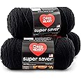 RED HEART Super Saver 3-Pack yarn, BLACK 3 Pack