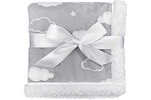 American Baby Company Heavenly Soft Chenille Sherpa Security Blanket, Gray, 14" X 14", Warm and Cozy for Boys and Girls