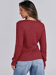 ANRABESS Womens Long Sleeve Cable Knit Sweater 2025
