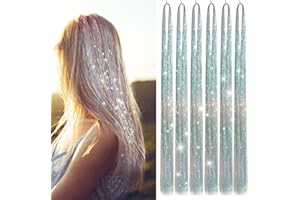 Hair Tinsel Kit with 47INCH 1200 Strands Heat Resistant Glitter Tinsel Hair Extension, Sparkling Shinny Fairy Hair Accessorie