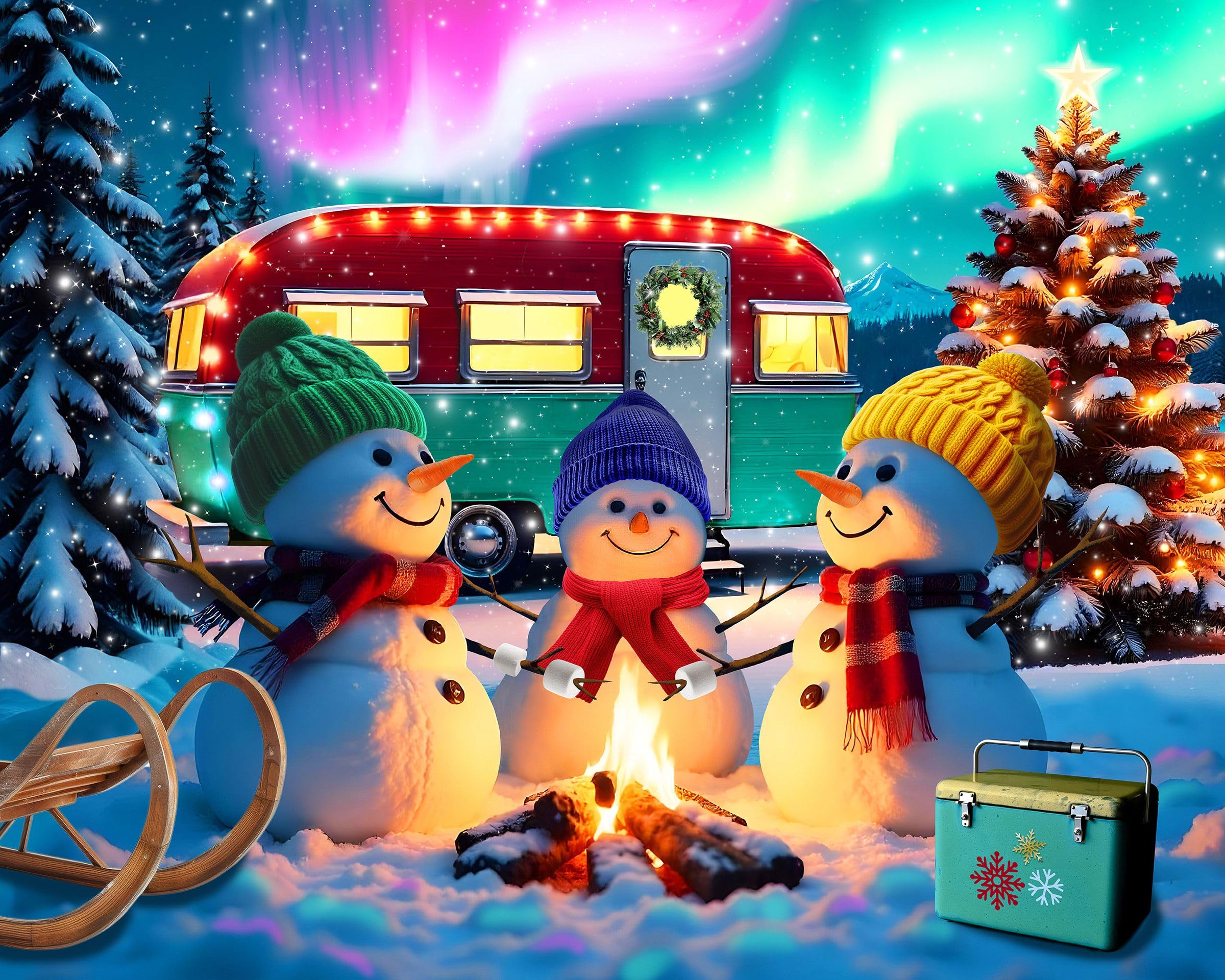 Photo 1 of Springbok Christmas Campers 500 Piece Puzzle for Adults and Families - Snowmen Love Camping in The Cold