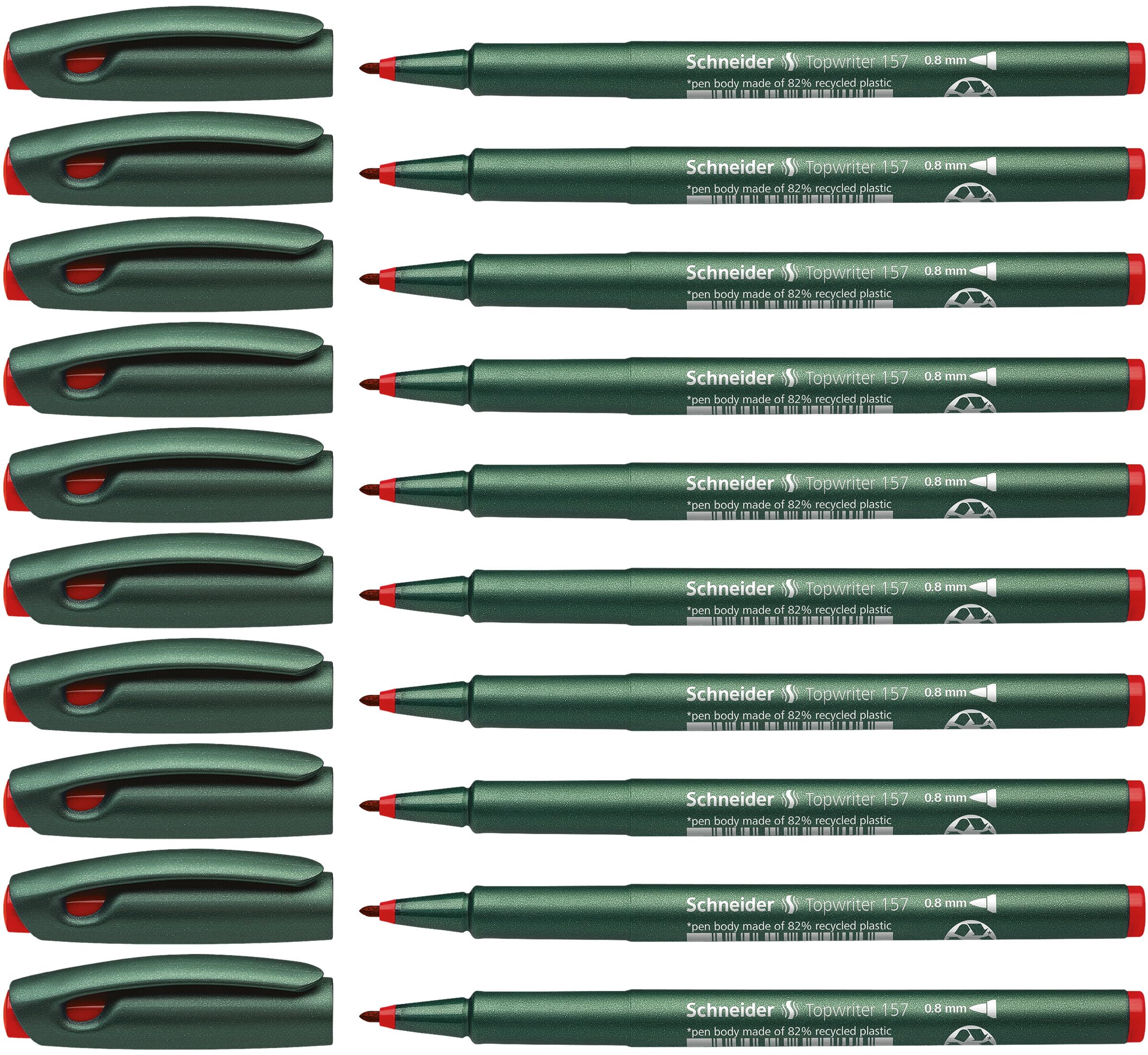 Schneider Topwriter 157 Felt-Tip Pen 0.8 mm Red Pack of 10