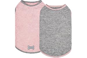KYEESE 2Pack Dog Shirts Soft Tank Top Quick Dry for Small Dogs Stretchy Sleeveless Dog Vest Small Pet Shirt with Reflective Label Sun Protection T Shirt Lightweight Pet Clothes, Medium